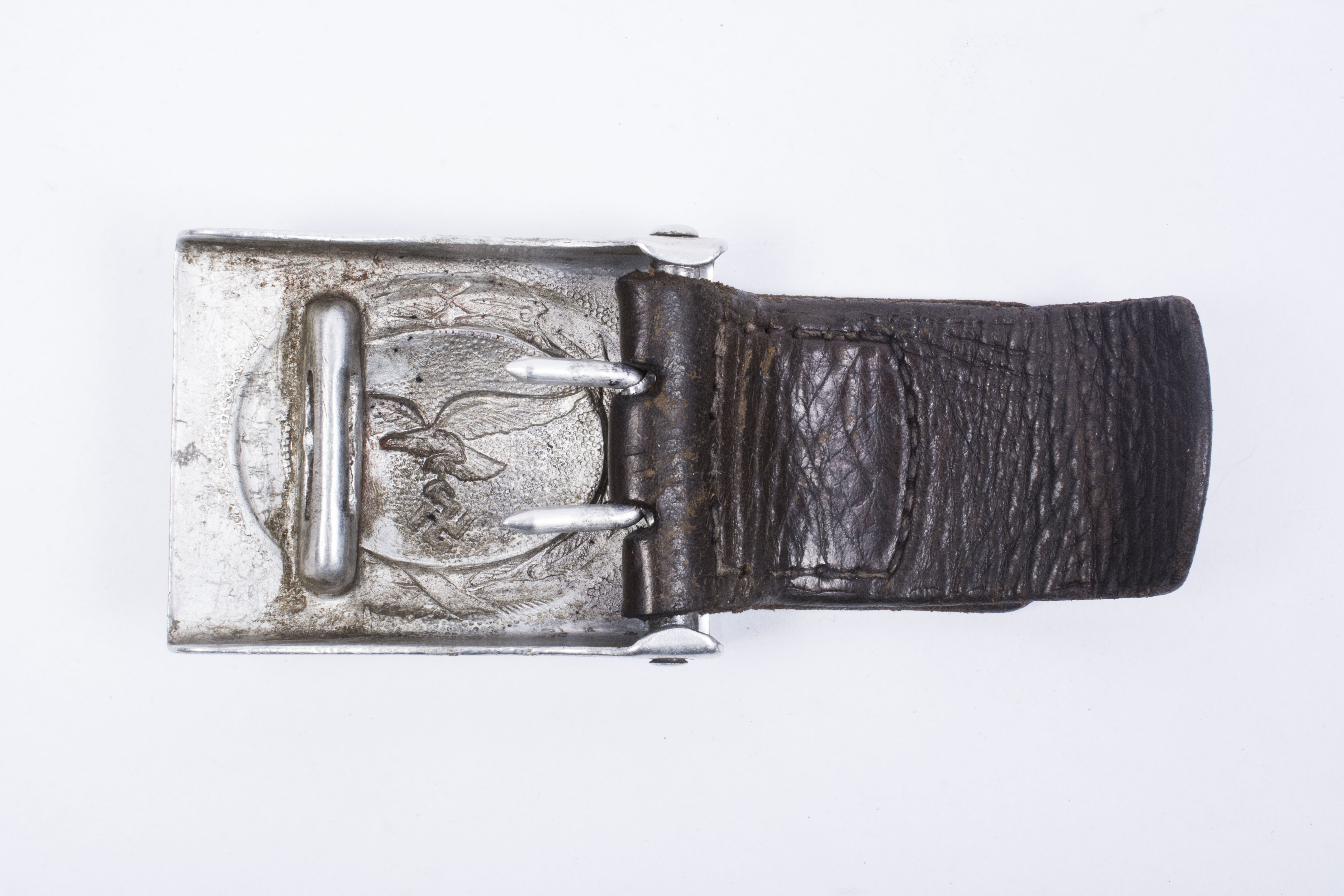 Tabbed aluminum Luftwaffe belt buckle E. Scheider Lüdenscheid – fjm44