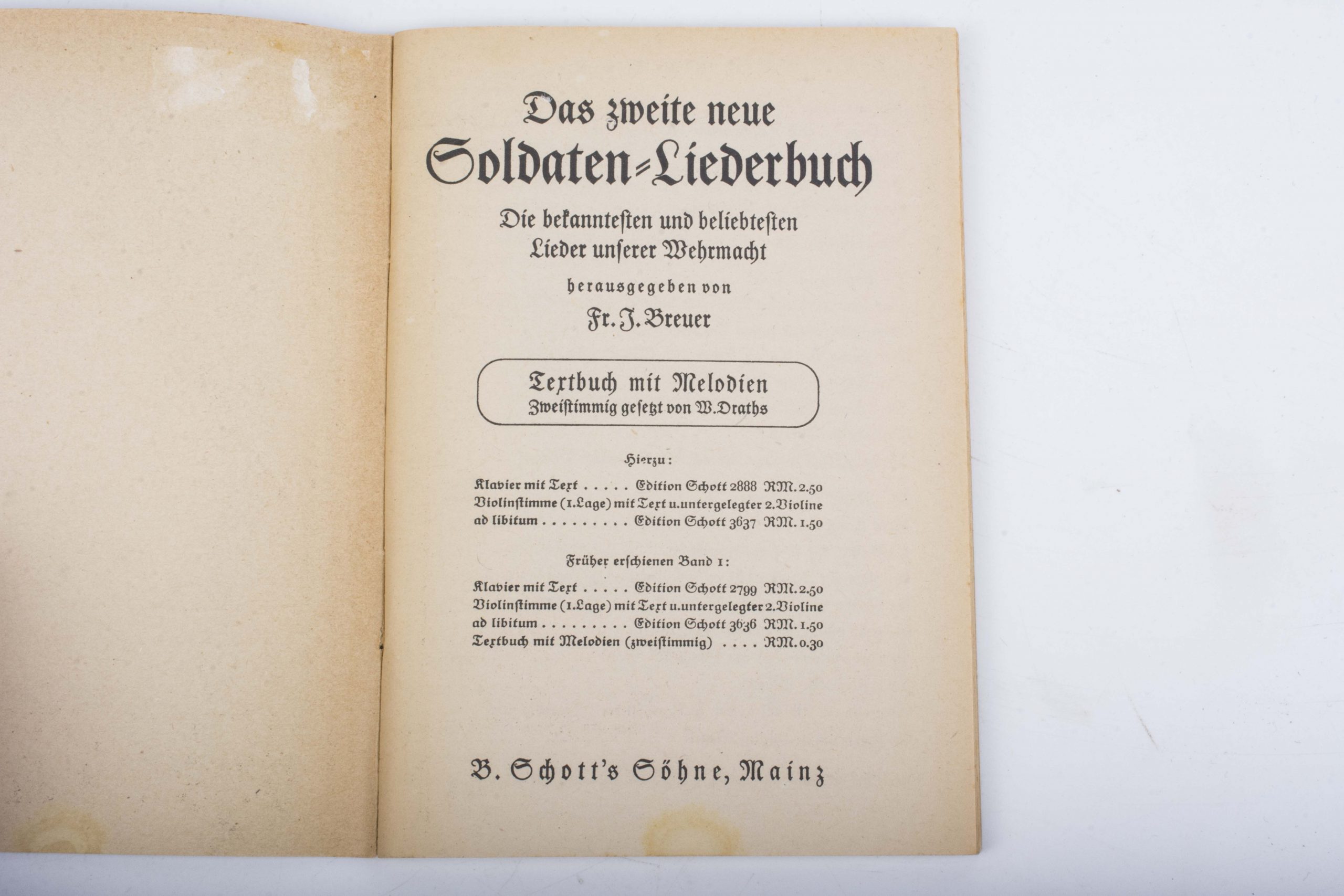 Das Zweite Neue Soldaten Liederbuch by Fr. J. Breuer – fjm44