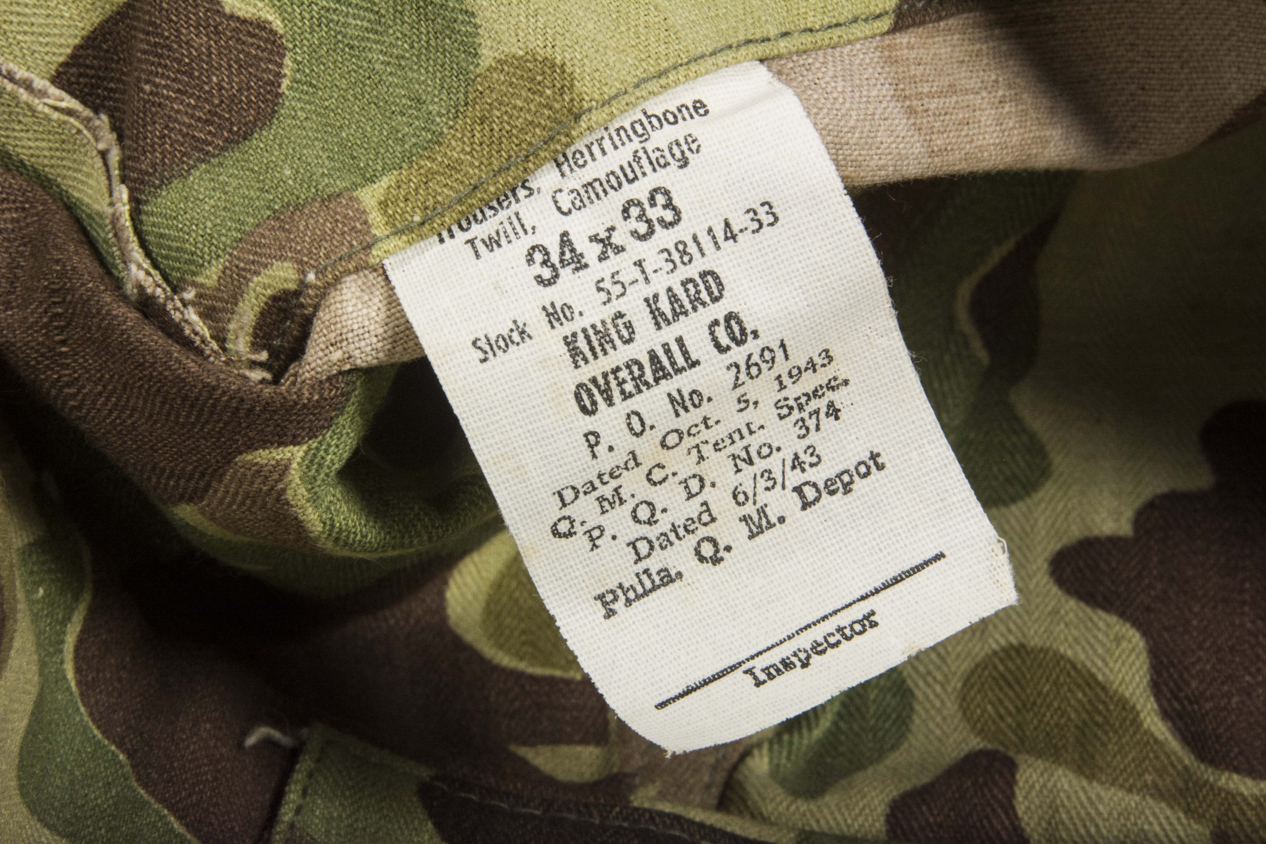 US Army HBT camouflage trousers King Kard 6/3/43 – fjm44