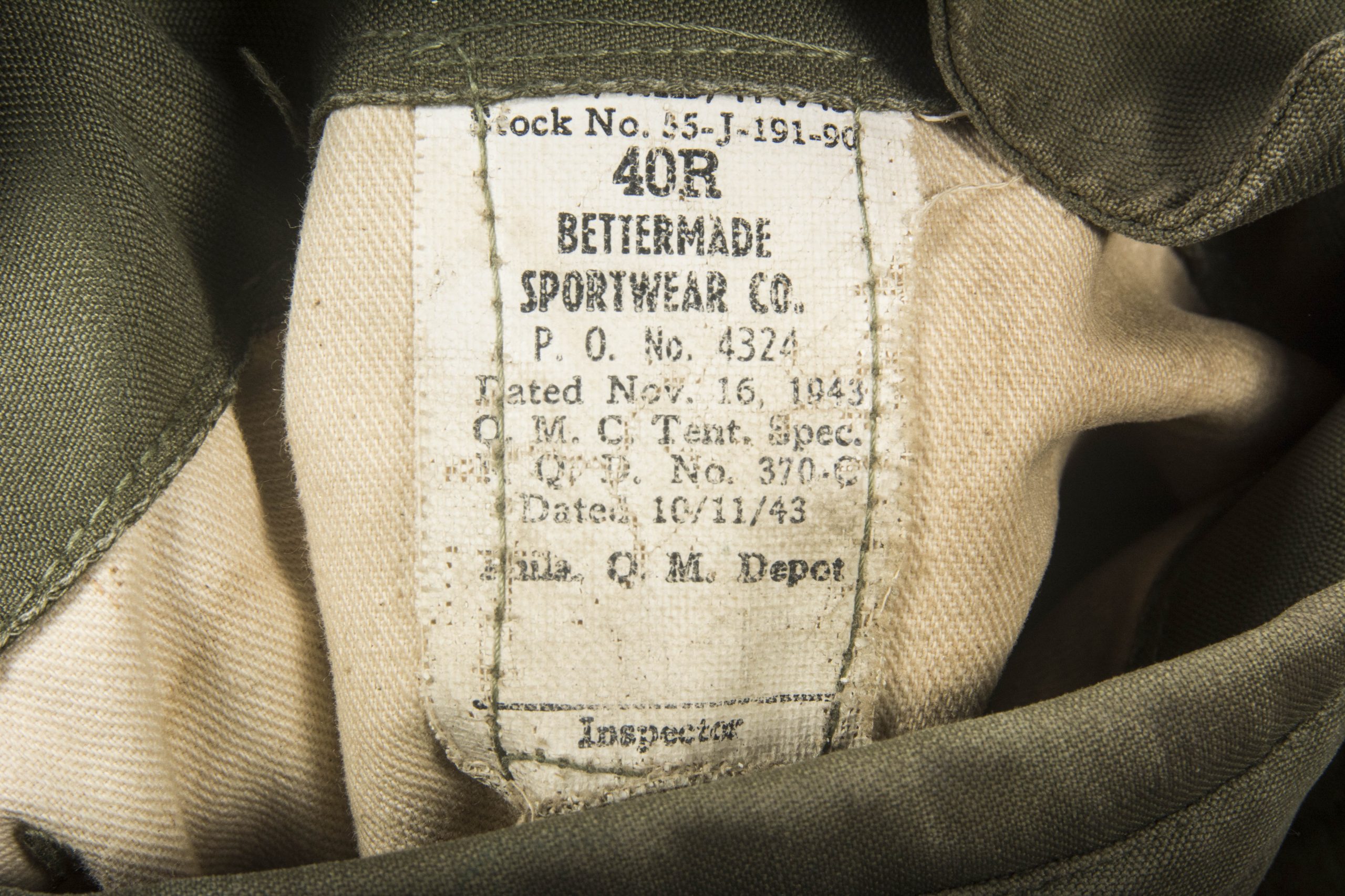 US M1943 field jacket, 370C pattern, size 40R – fjm44