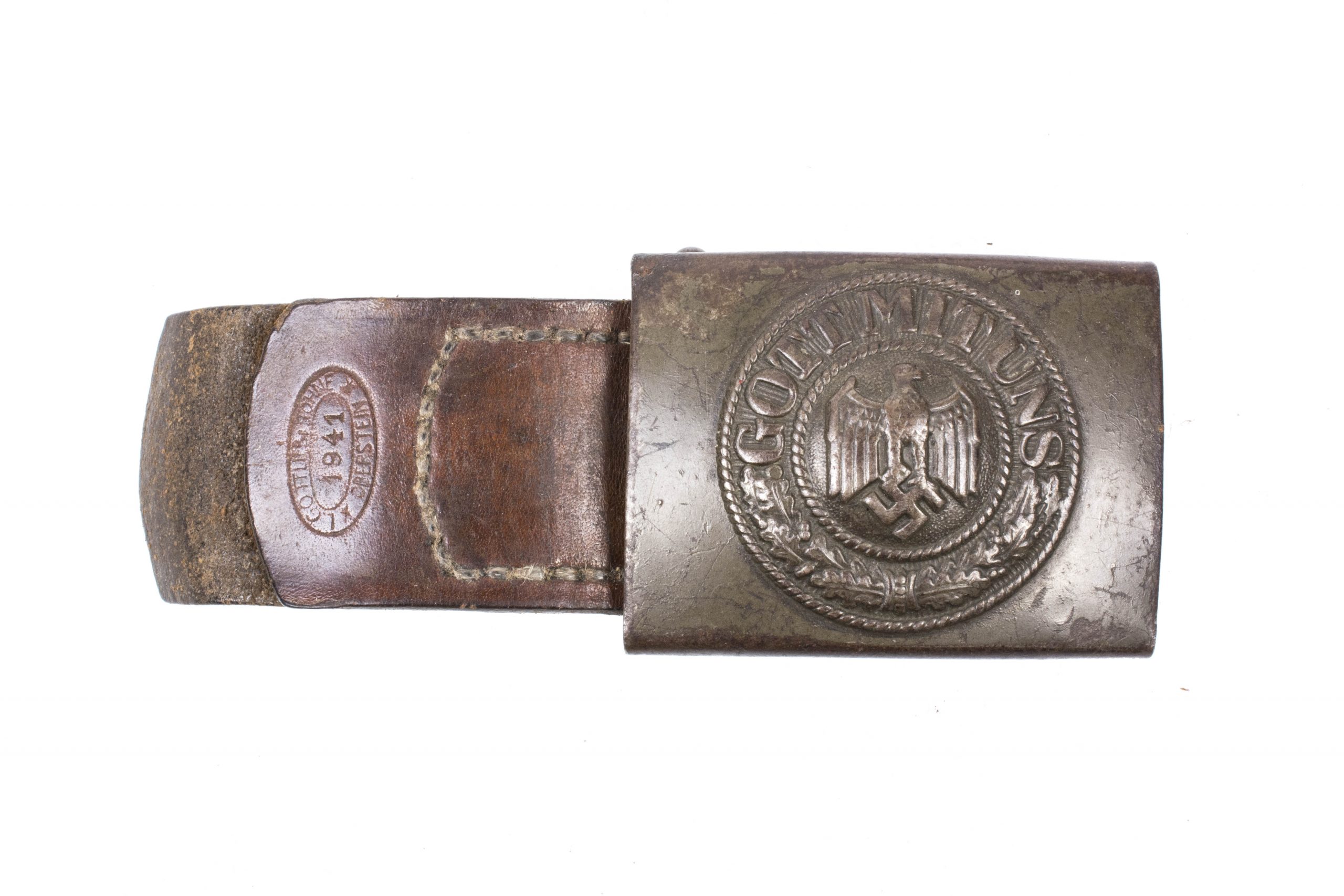 Rare Steel heer belt buckle marked Gottlieb Oberstein 1941 – fjm44