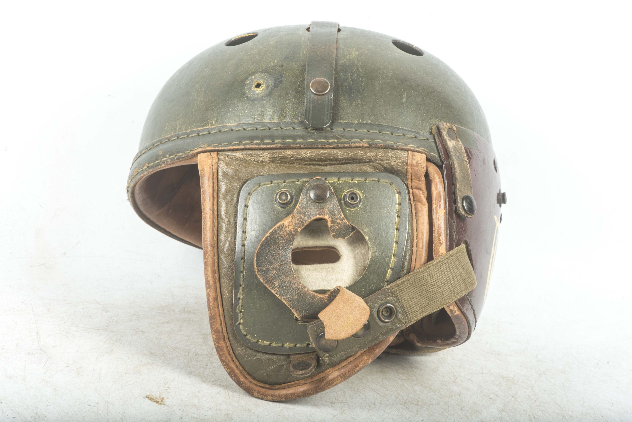 US M38 tanker helmet marked Wilson Ath. Goods Mfg. Co Chicago Ill in size 7  1/8 Id'ed Focal  fjm44